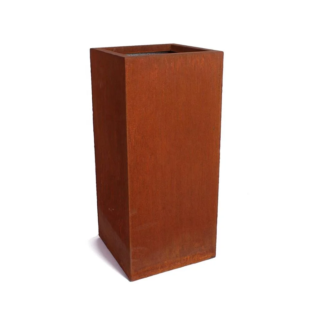 
Laser cut square metal planter corten steel flower pot 