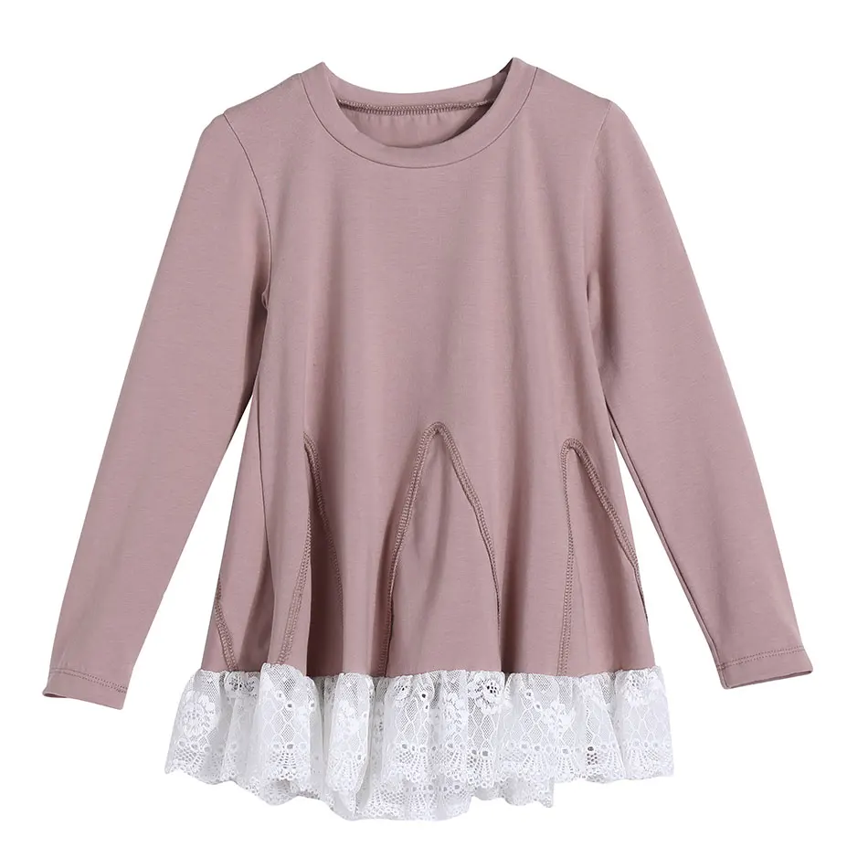 
Wholesale Kids Clothing Solid Color Lace Top for Baby Girls 