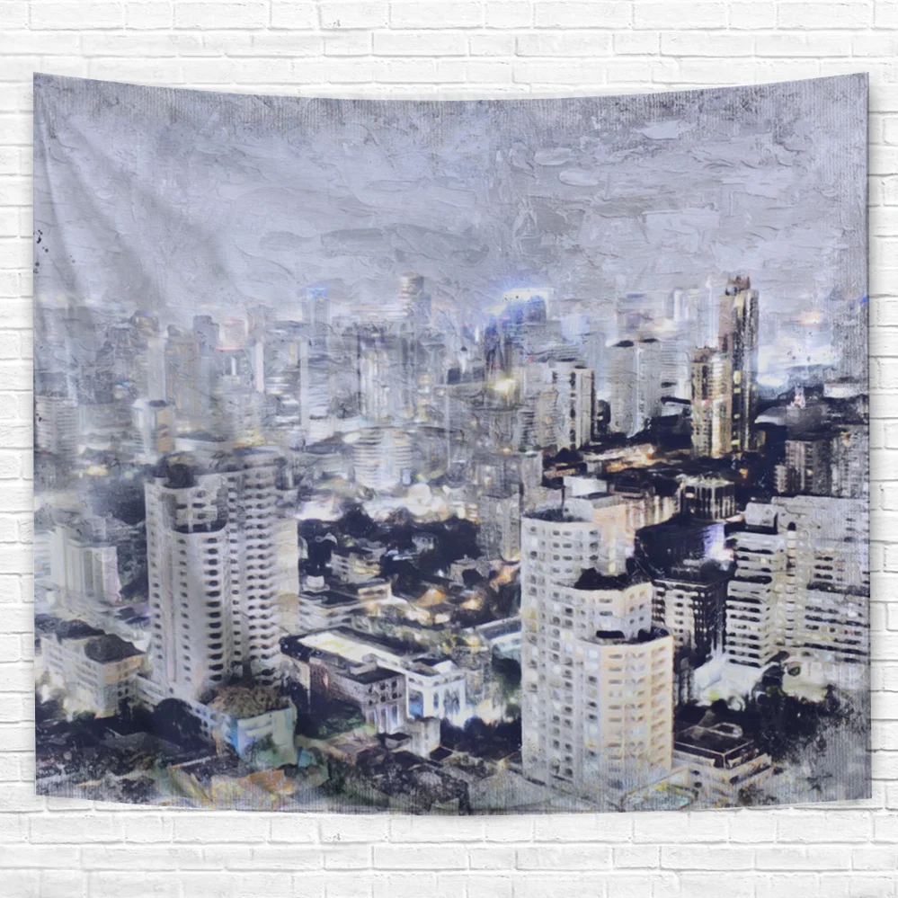 Handmade Painting Printed Tapestry Wall Hanging Wall Tapestry 100% Polyester Fabric Woven Jacquard OEM WK Plain Digital Printing