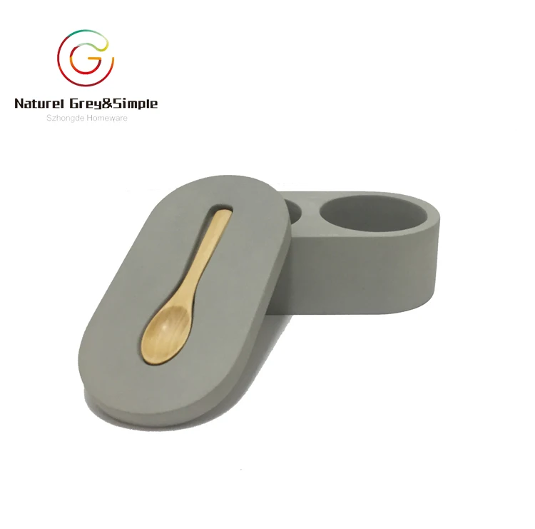 Wooden spoon concrete eco-cement herbs spice tools spice jar spice containers