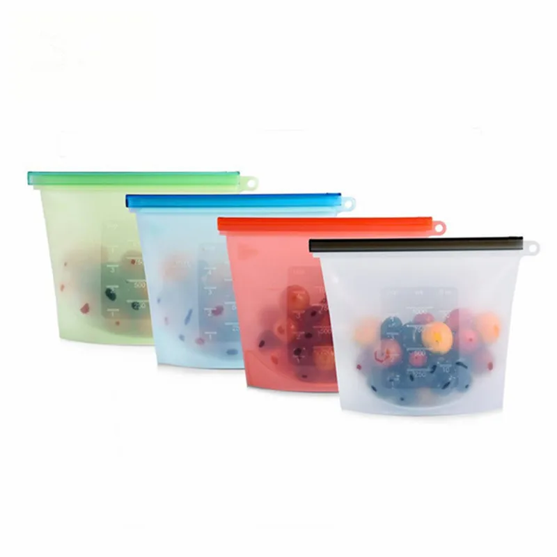 High Quality Custom Logo Zip Lock Reusable Silicone Food Freezer Storage Bag
