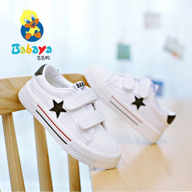 HUANQIU, модная парусиновая обувь со звездами для мальчиков и девочек, белая детская повседневная обувь, 8005