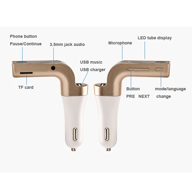 GXYKIT  Car MP3 Audio Player Bluetooth Car Kit wireless FM Transmitter aux Handsfree Calling USB phoneCharger car G7