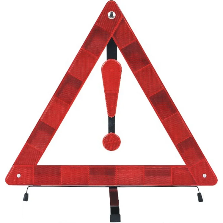 Folding reflective emergency safety road warning triangle kits for vehicles