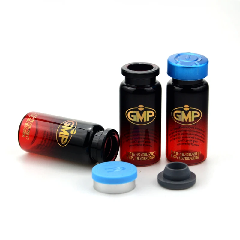 Custom injection vials glass 10ml amber glass vial with printing medicine glass vial