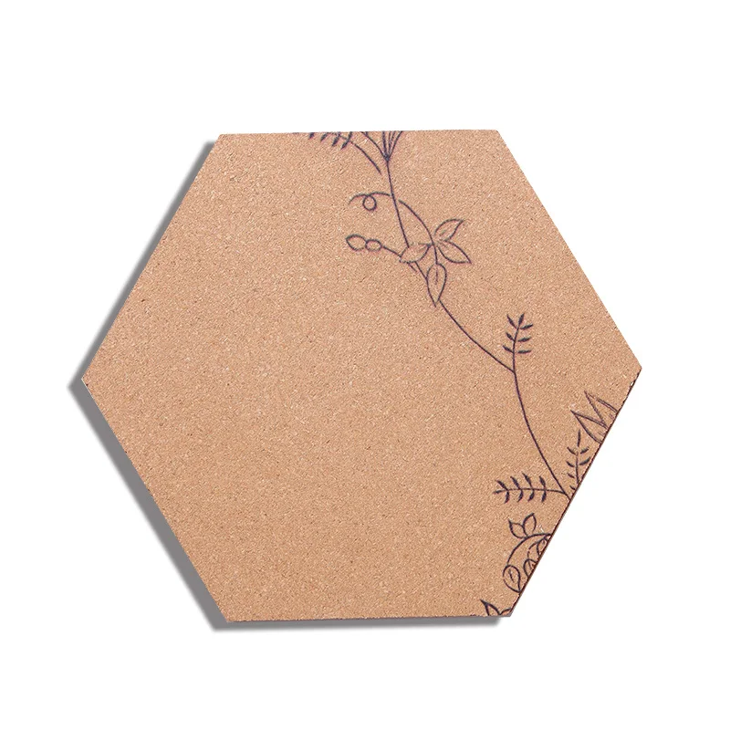 
Custom 6mm thickness Shape Hexagon Bulletin Message Cork Sheet Tiles Board with adhesive backing 