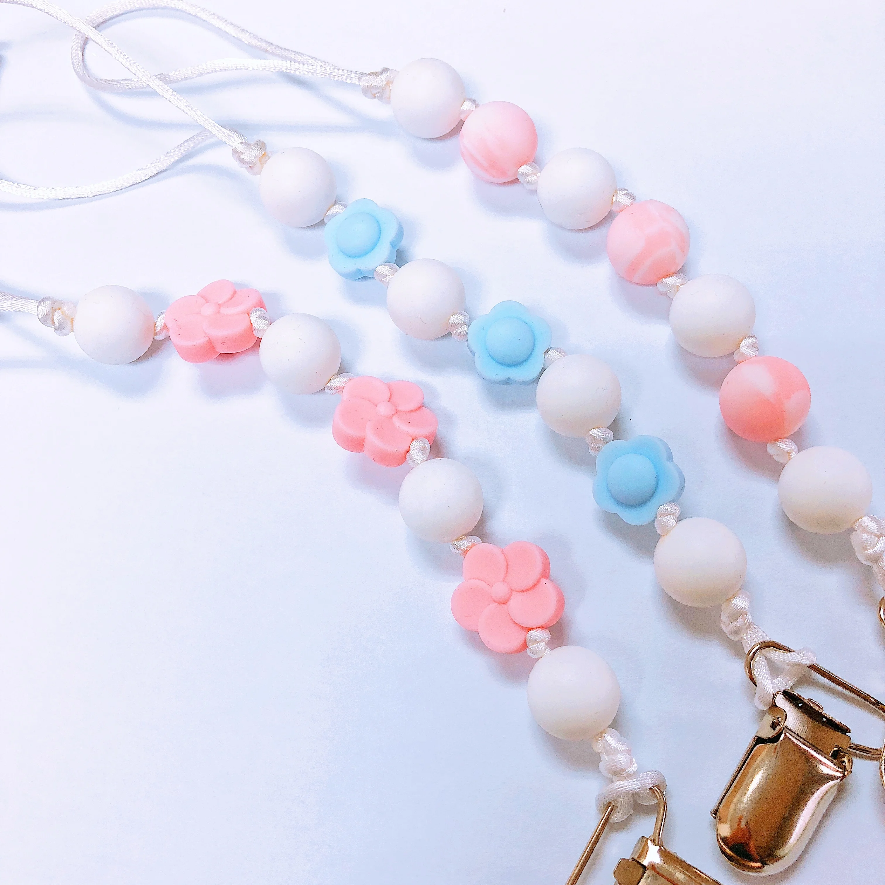 
Customize DIY Necklace Soft Silicone Beads Teether Holder Pacifier Clip Chain 