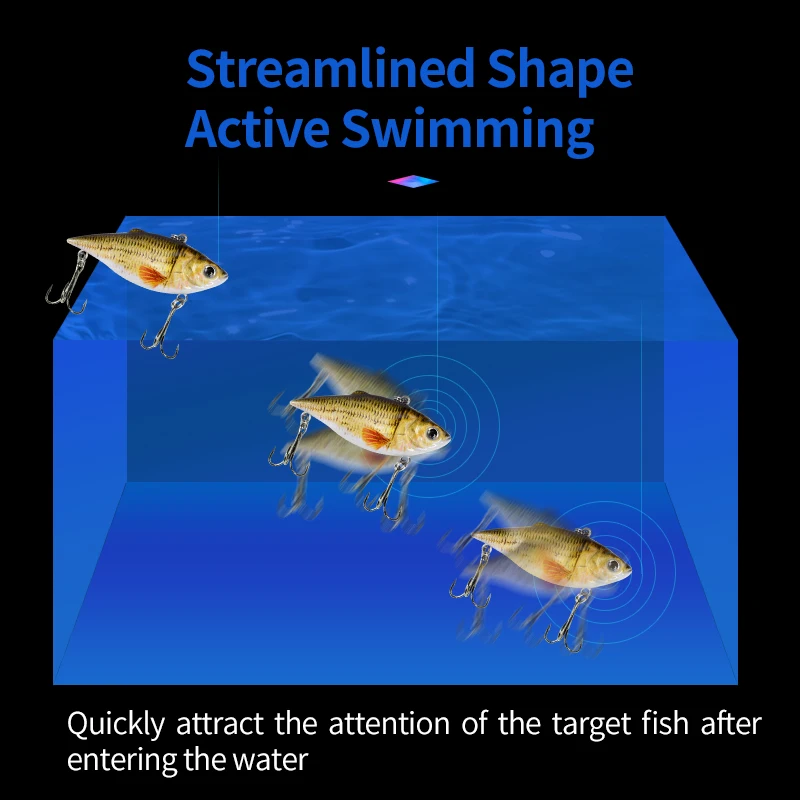 Manufacturer Supply Wholesale Hard Plastic Vibration Bait VIB FishingLure, Lifelike Vibrating Fish Lure 72mm 12.8g