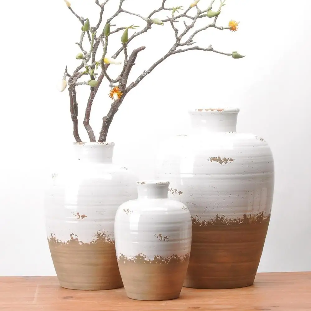 Retro style bulk big chinese floor standing ceramic home goods floor vases