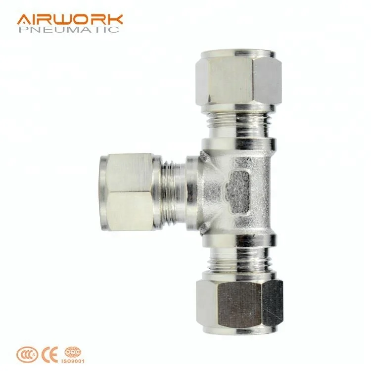 hydraulic 1/2 T union brass compression tube fitting hose connector for pvc pipe