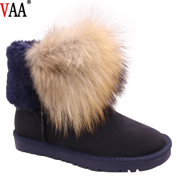 
CF-271 Free Samples Colored Racoon Fur Genuine Leather And Fake Fur Women Winter Ladies Boots 