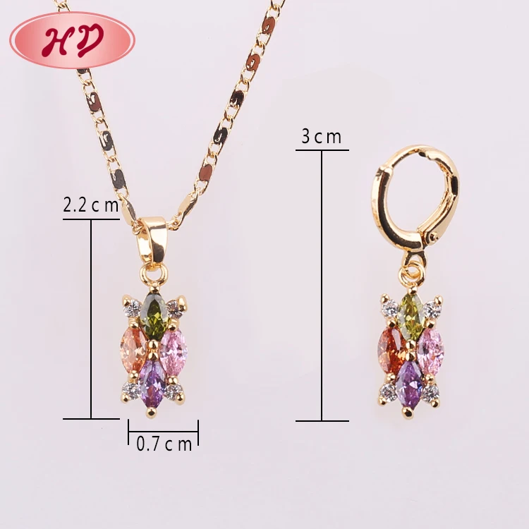 
2018 New Bollywood Popular Zircon Gold Plated Jewelry Sets Indian 