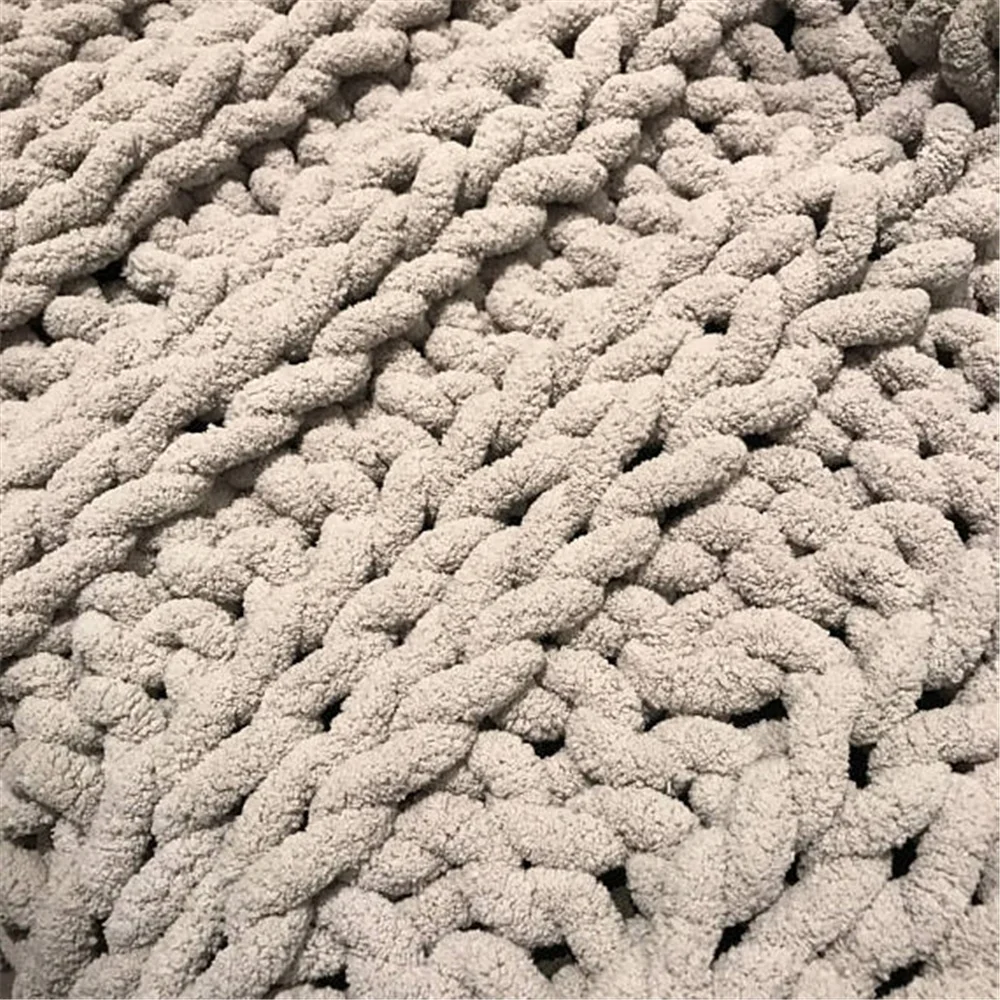 Hand Crafted Super Chunky Giant Arm Crochet knit Jumbo chenille yarn blanket