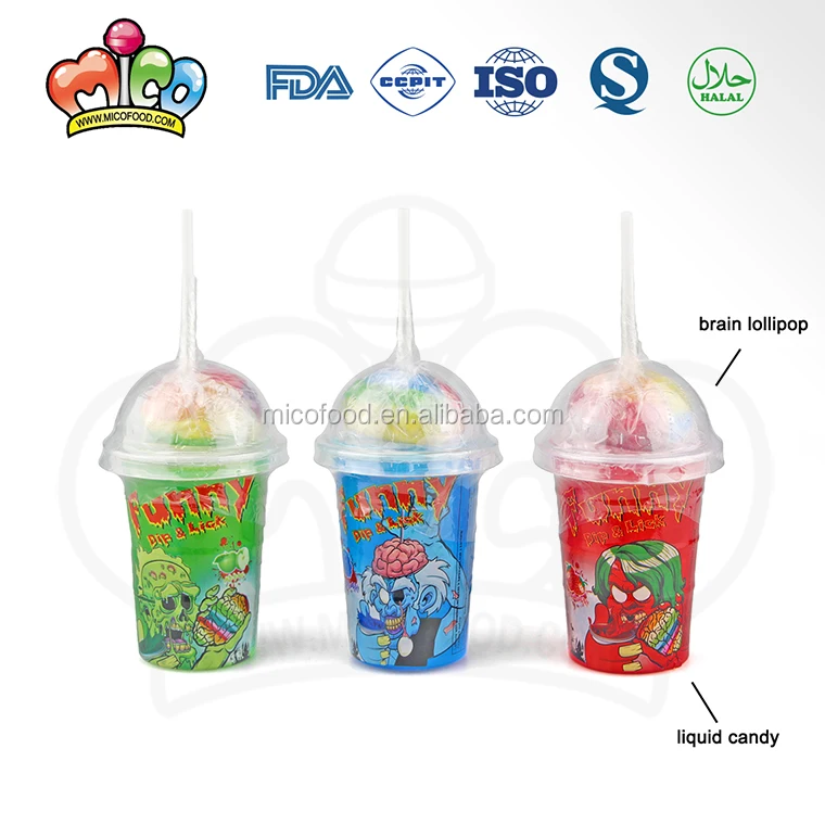 Dip & Lick brain lollipop with liquid candy