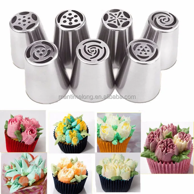 7 pcs/set Russian Tulip Icing Piping Nozzles Cake Decoration Tips nozzle Biscuits Sugar craft Pastry Baking Tool DIY