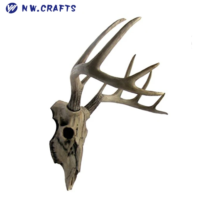 Deer Head Wall Mount Resin Deer Skull Antler Rack Bust Hunting Cabin or Lodge Decor