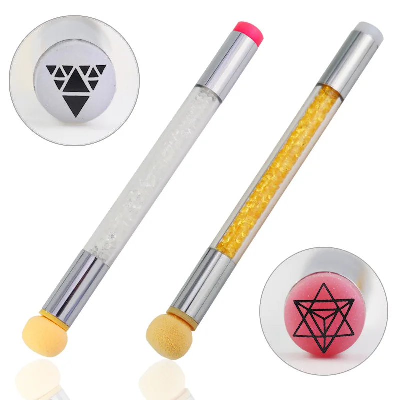 Sponge Heads Sharp Round Replaceable Powder Brush Shade Gradient Pen  Nail Art Tool UV Gel Polish short nail brush