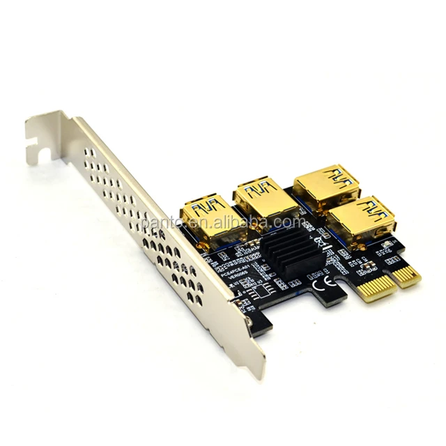 
PCIE 1 to 4 Riser card pcie x1 to x16 PCIE Multiplier 4 port riser Card for BTC Miner 