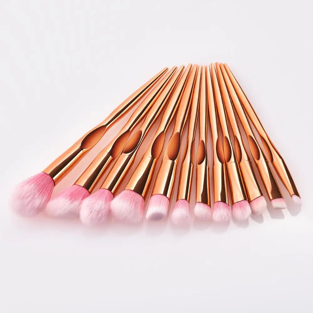 
12PCS New Arrival Synthetic Hair Plastic Handle Foundation Eyeshadow Concealer Beauty Makeup Brushes Products 
