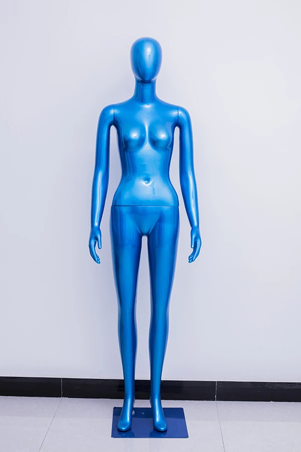 shining colorful chrome silver gold plastic window display woman mannequins glossy female model