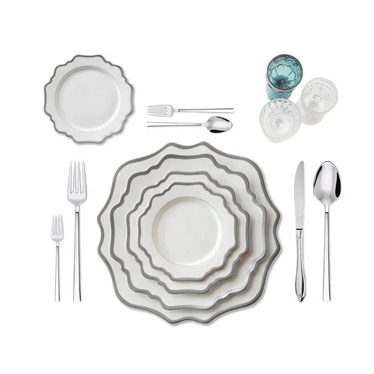 Sonya Porcelain wedding use silver charger plates with decoration