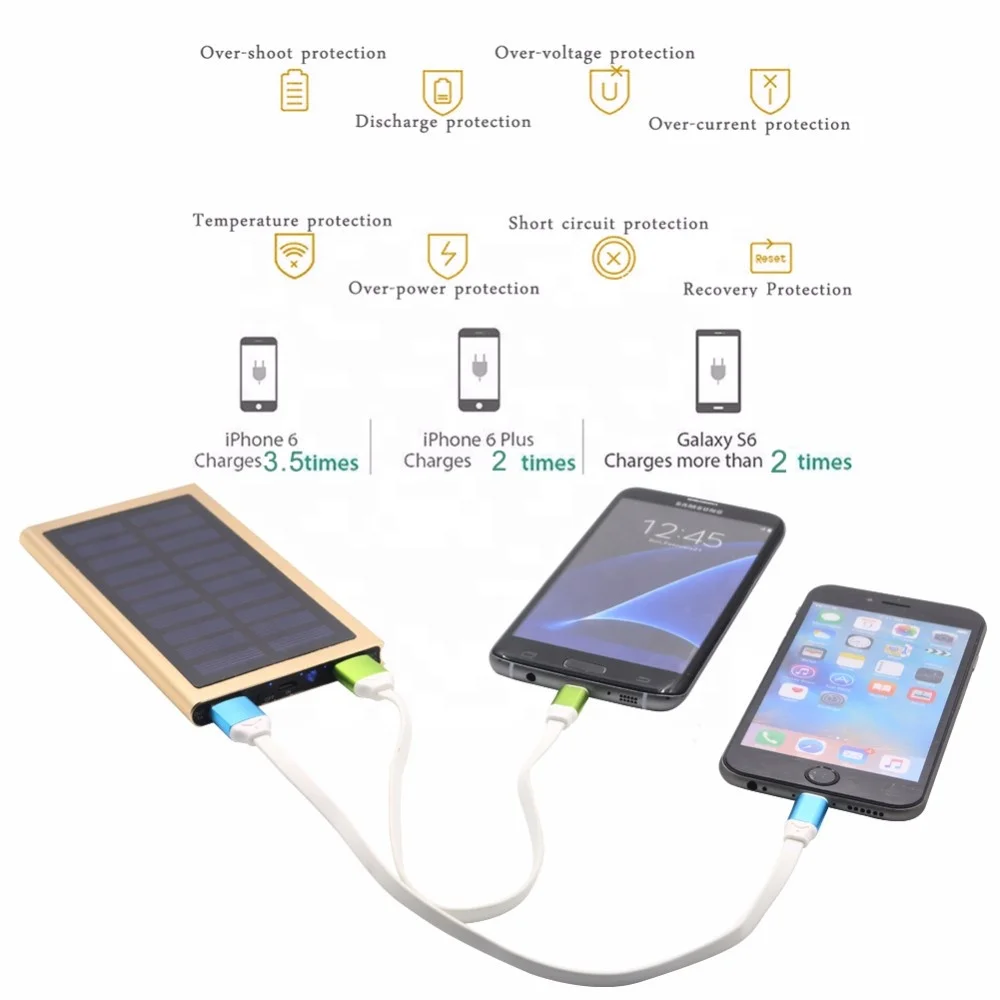 
Cheap logo custom price portable Solar cell phone 8000mah external battery charger power bank with light 