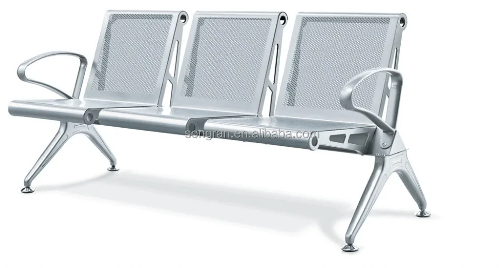 Hot-selling Steel Powder Coating 2 Seats Three Seater Room Bench Office waiting chair cloth