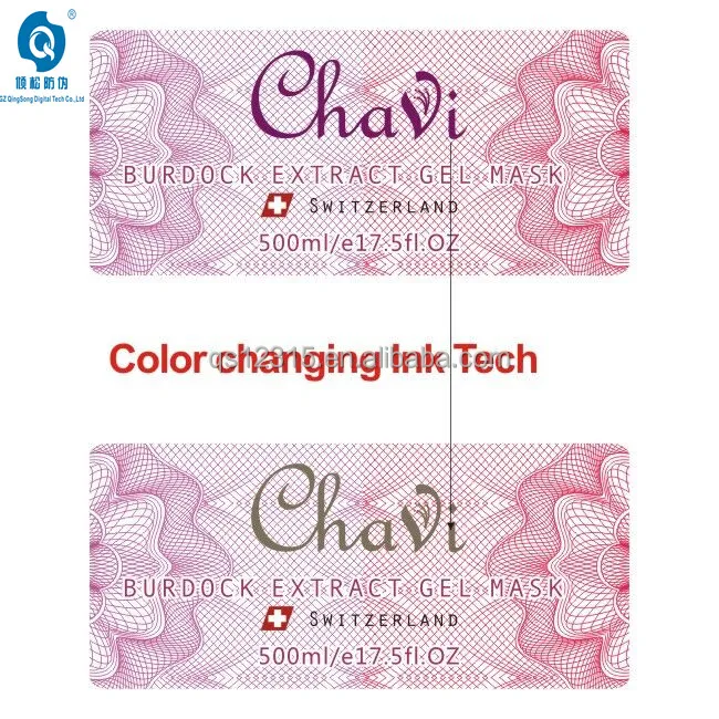Патентованная технология высокоуровневая антифальшивая Термочувствительная наклейка с этикеткой на изменение цвета и температуры