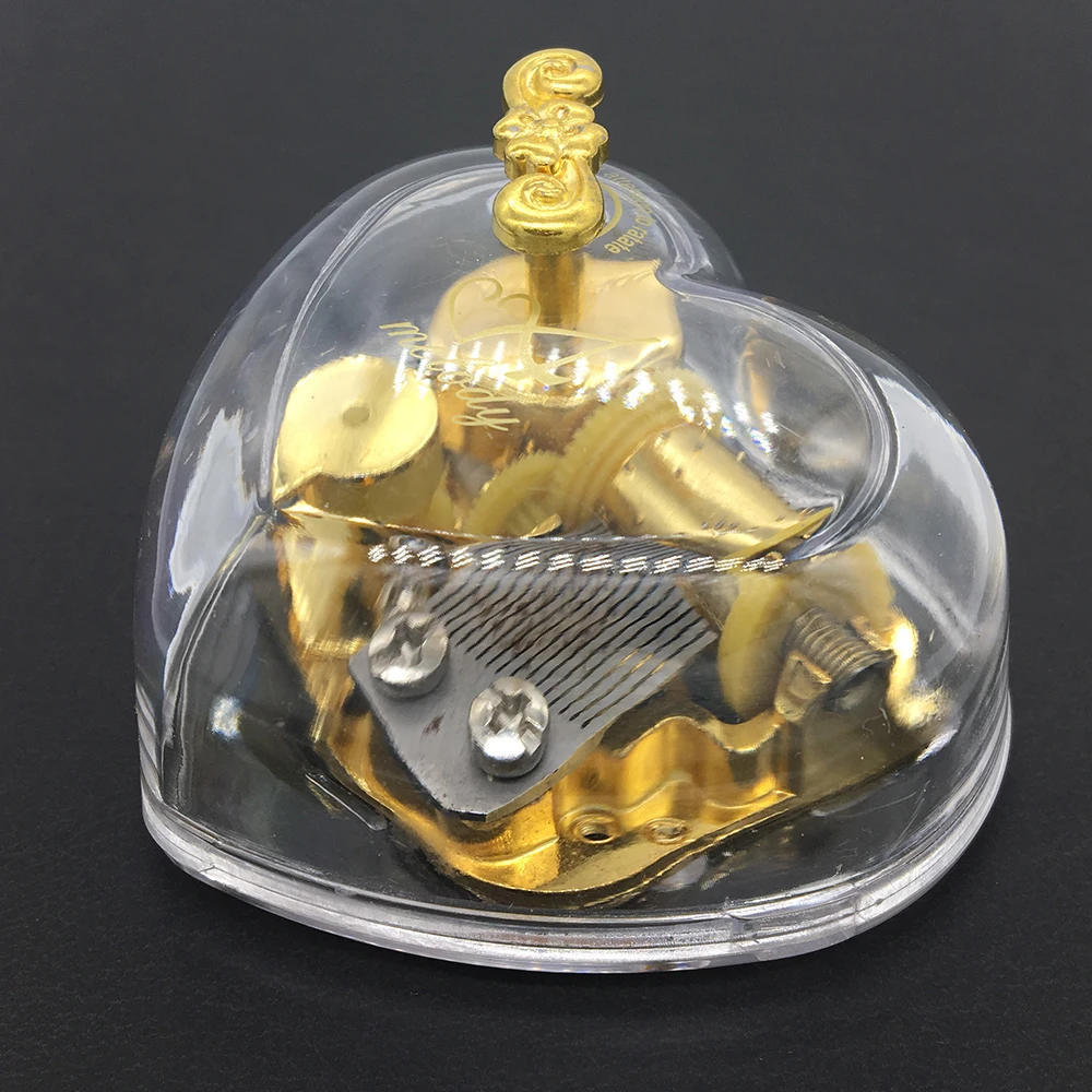 Небольшая музыкальная подарочная коробка в форме сердца, пластиковая Музыкальная шкатулка на заказ, с днем рождения