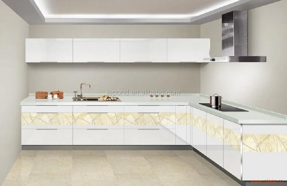 5mm Painted clear tempered glass kitchen cabinet door glass