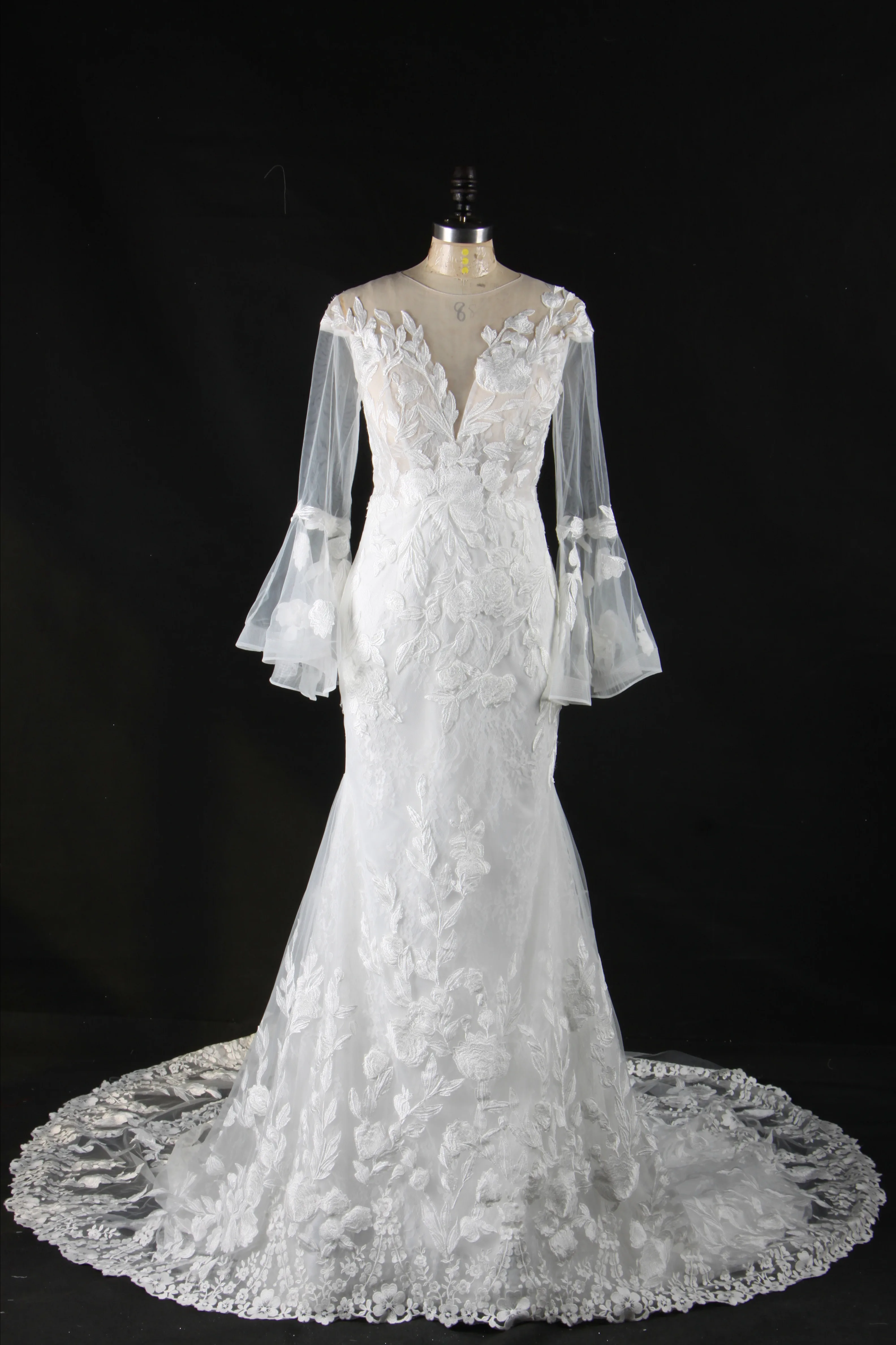 
Customized bridal gowns long sleeve mermaid wedding dress real photo 