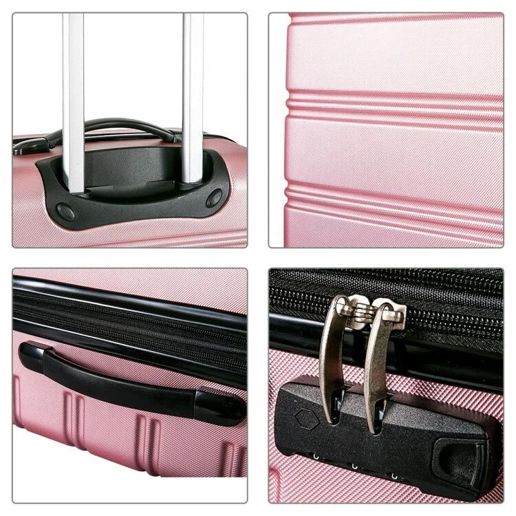 20 inch pink airport suitcase abs+pc decent travel luggage for lady