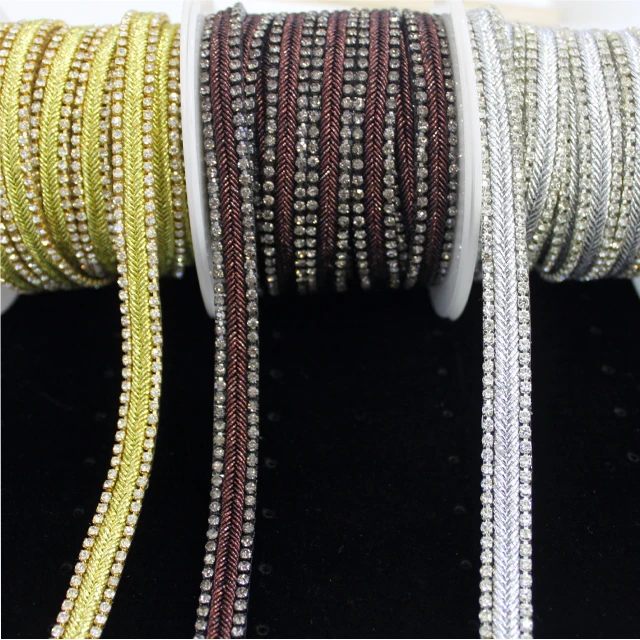 Cheap fashion shoe decoration crystal rhinestone chain  rhinestone hotfix trim for garment and bag