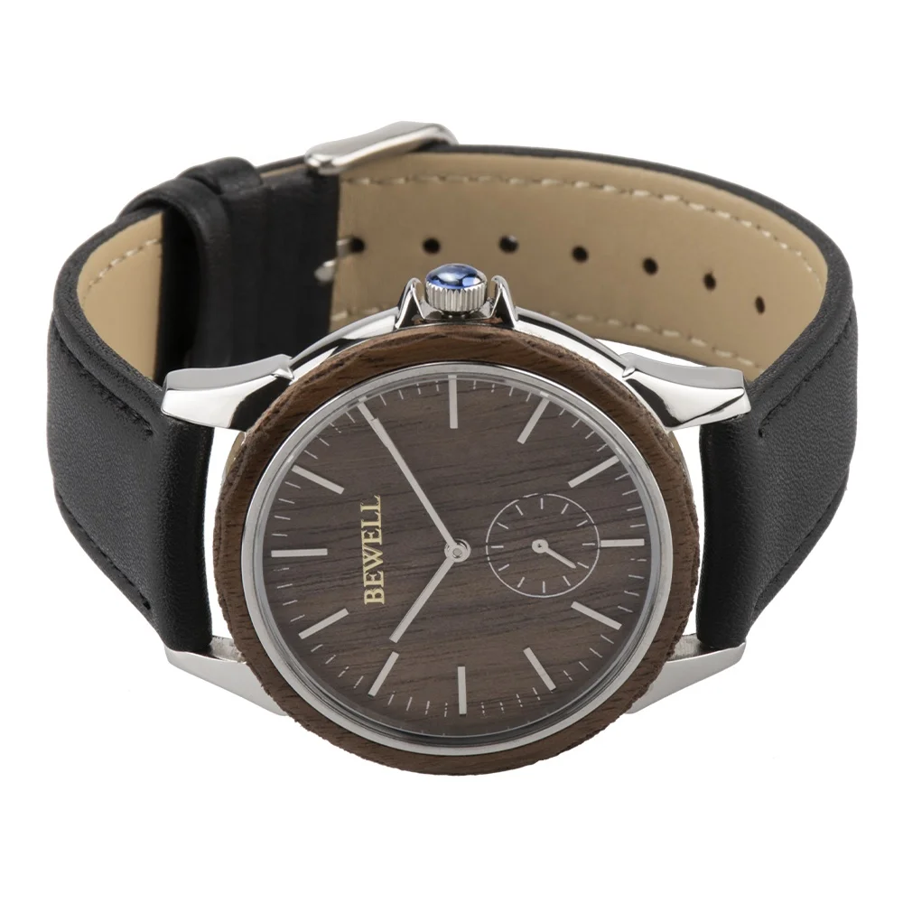 New design unisex nickel free watch stainless steel back cover wood leather watch for men and women