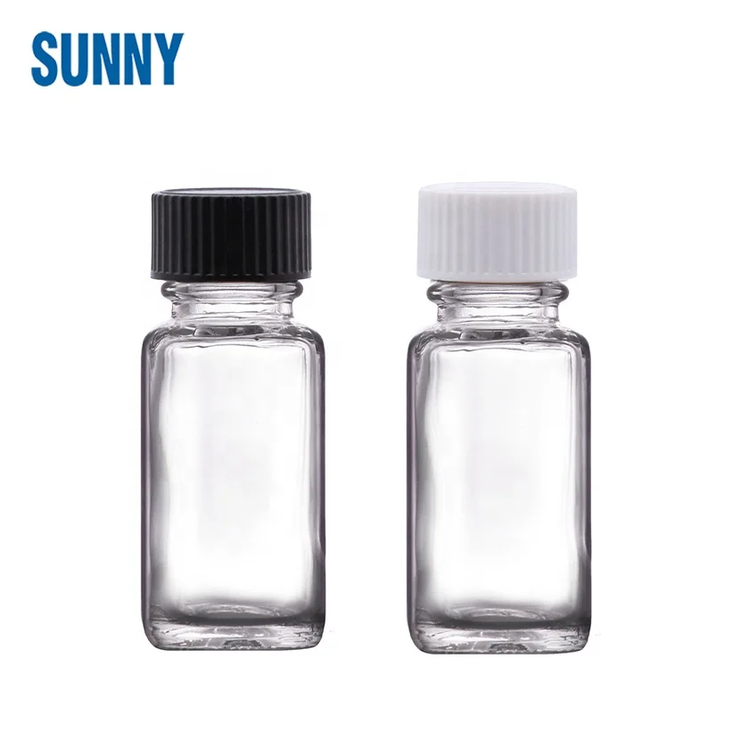 15ml clear square glass bottle with cap
