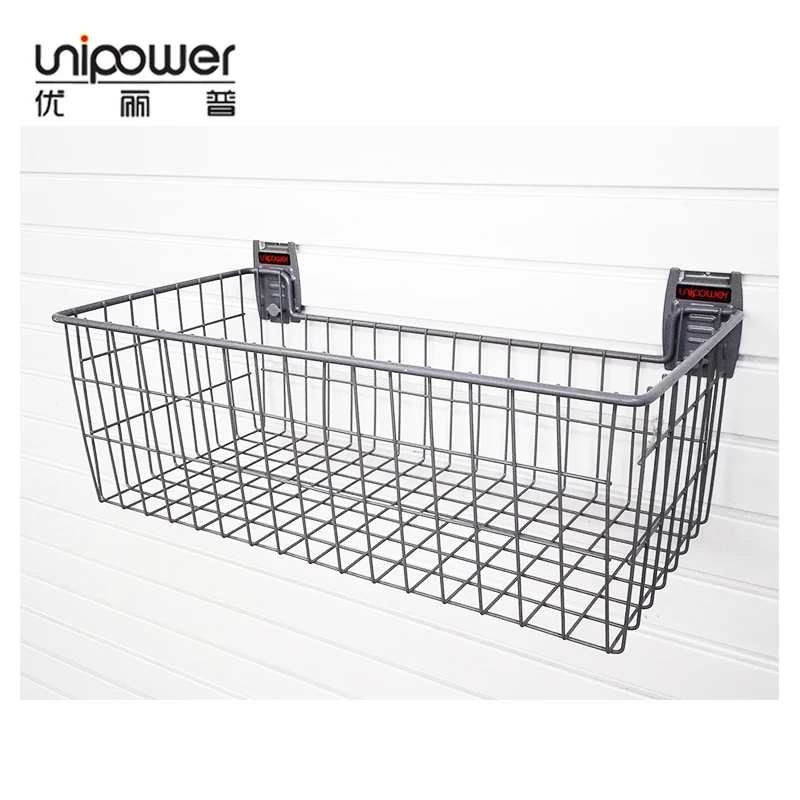 Unipower Garage Storage Solution Wall Mount Slat Wall Panel Multi Fit Black Deep Wire Basket