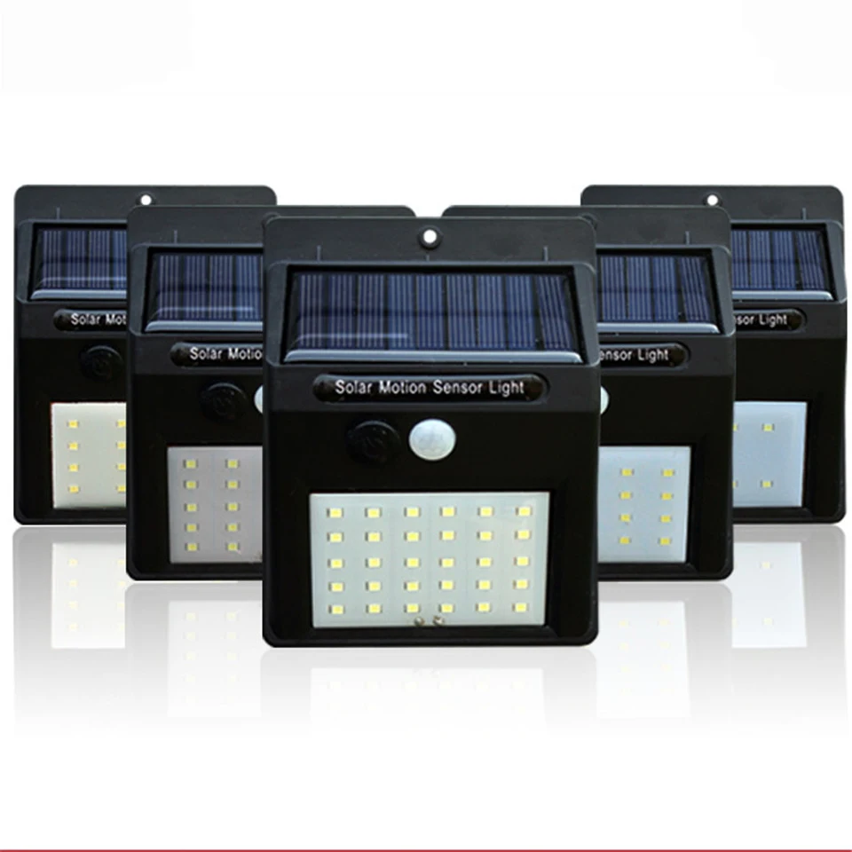 Водонепроницаемый уличный настенный светильник на солнечной батарее с датчиком движения IP65, 30 светодиодов, перезаряжаемый светильник на солнечной батарее для наружного применения