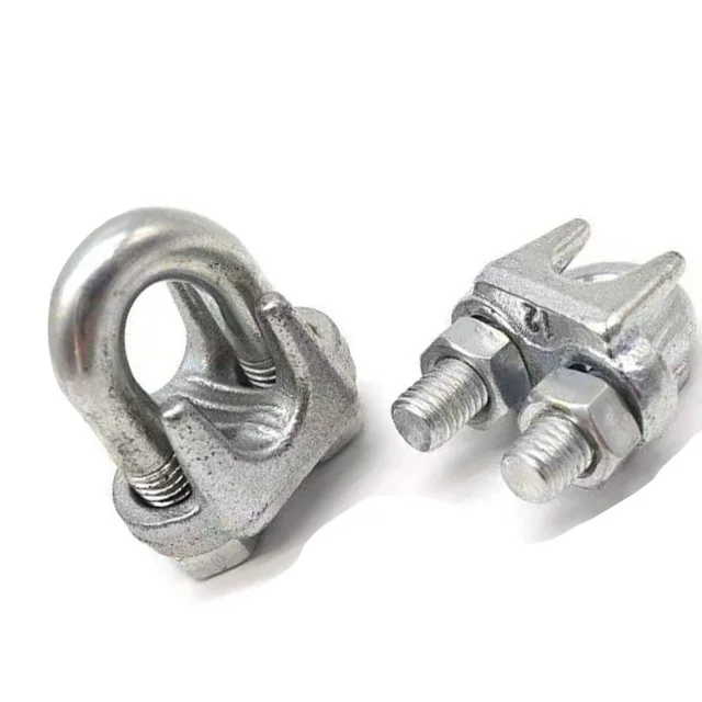 C45 carbon steel material galvanized steel wire rope clips  standard M12 cable clamps