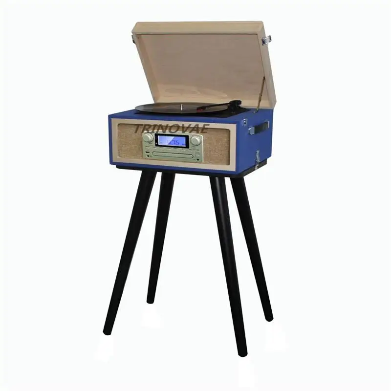 
China PU Leather 33/45/75 RPM Retro multi-function Turntable Player <span style=