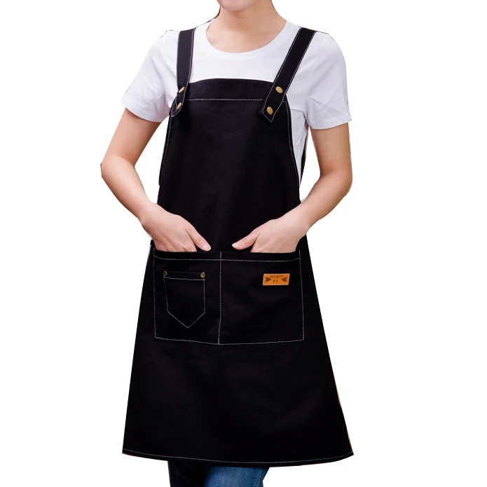 hot sale heavy durable Exquisite workmanship multi pockets cotton canvas denim jean looking bib apron