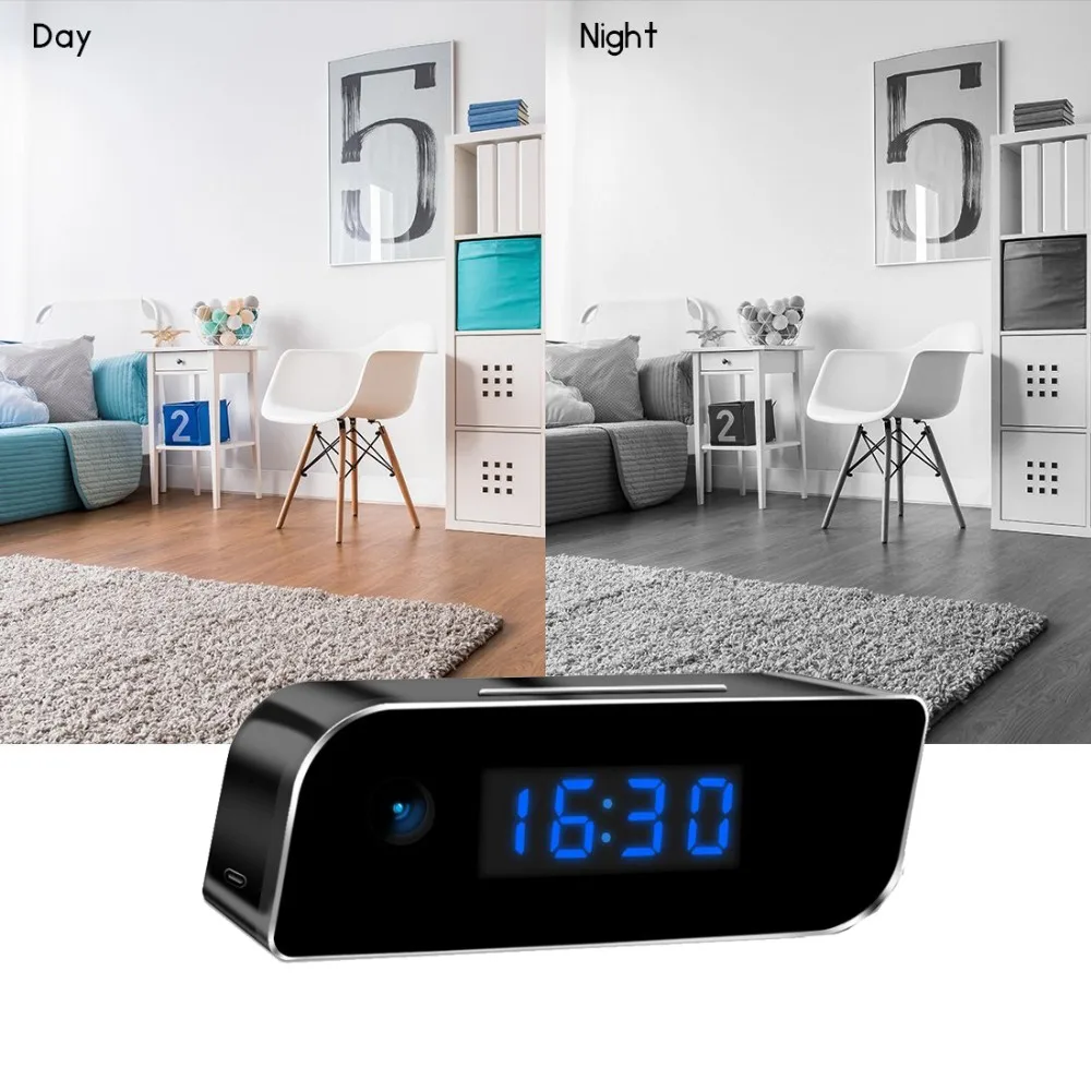 Digital Alarm Clock CCTV 1080p mini Spy camera wifi Clock Mini IP Camera Wifi desk clock hidden camera