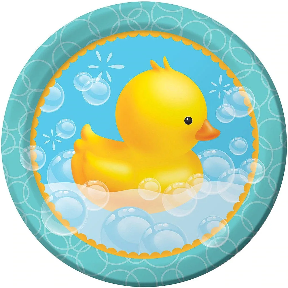 Amazon New Products Yellow Cute Duck Theme Wholesales Birthday Party Disposable Tableware Sets