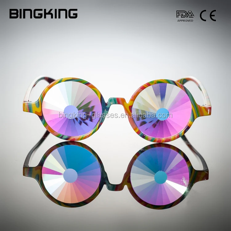 New Kandi Swirl frame rainbow Spine flat back lens diffraction brand kaleidoscope glasses