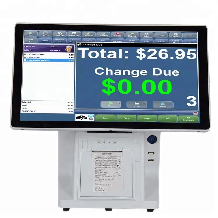 made in China USB POS Cash Register 15.6 inch touch screen POS machine with printer 80mm RS232 all in one POS system GC097B