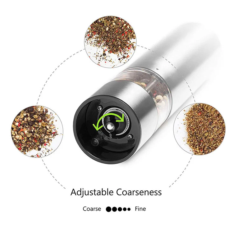
Automatic electric salt pepper grinder mill glass jar with light led 