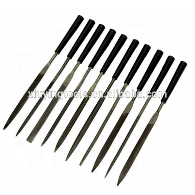 
10pcs Alloy Strength Steel Mini Metal Taper Hand Mini Needle Wood File with ABS TPR Handle Mini Needle File Set 