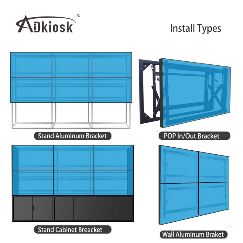 49 inch 55 inch 65 inch flat lcd splicing screen 1080p 4k lcd controller 2x2 video wall display controller 3x3 hd lcd video wall