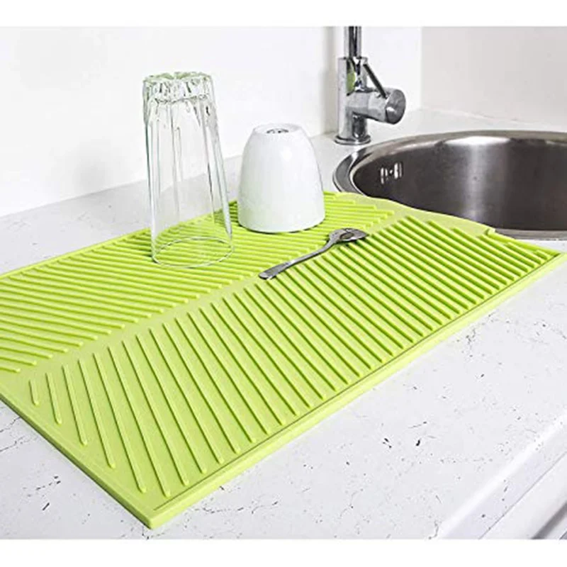 New Style Silicone Rectangle Dish Drying Mat, Flume Folding Draining Mat