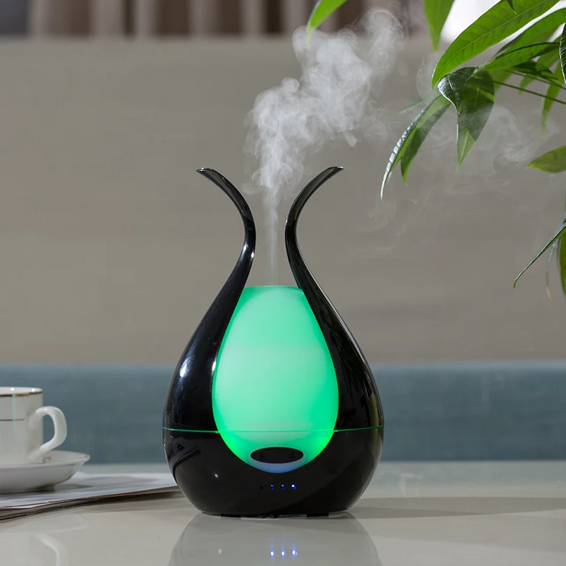Home Personal Air Humidifier Wooden Aroma Diffuser Fragrance Oil Flower Shaped Hot Sell Black Ultrasonic Humidifier Manual