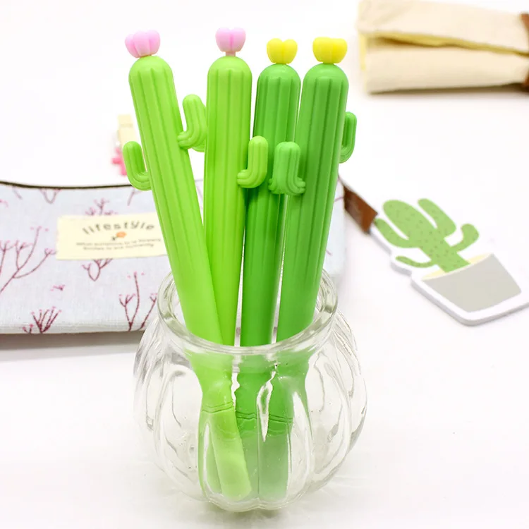 New Cute Creative Green Cactus Flower Gel Pen Office School Gift Stationery Pen